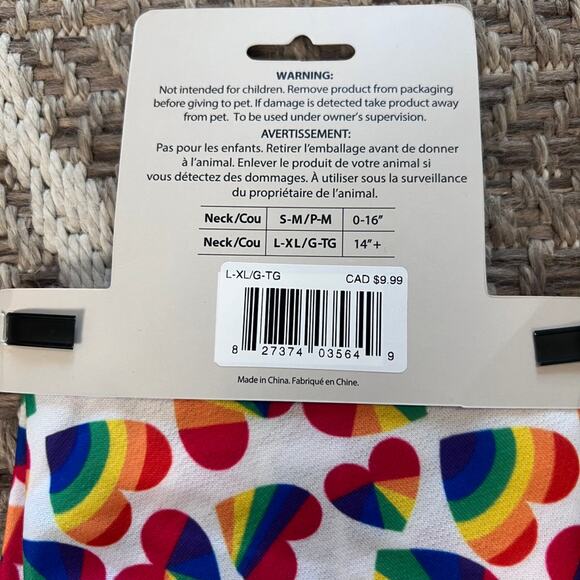 Dog Bandana Print: Rainbow hearts Sz L-XL - Picture 3 of 3
